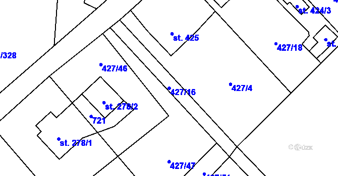 Parcela st. 427/16 v KÚ Lučina, Katastrální mapa