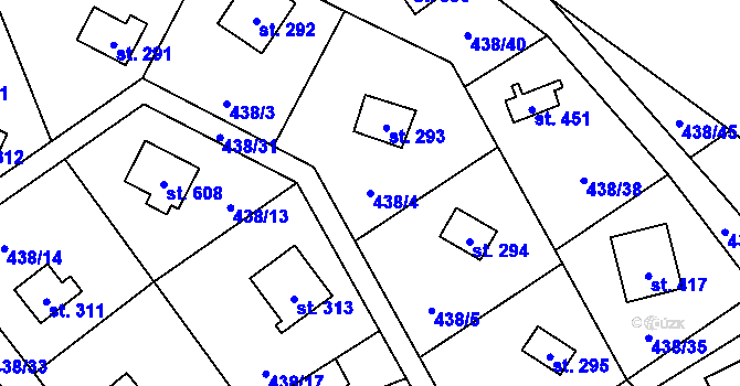 Parcela st. 438/4 v KÚ Lučina, Katastrální mapa