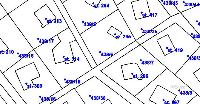 Parcela st. 438/6 v KÚ Lučina, Katastrální mapa