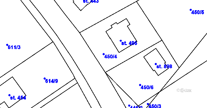 Parcela st. 450/4 v KÚ Lučina, Katastrální mapa
