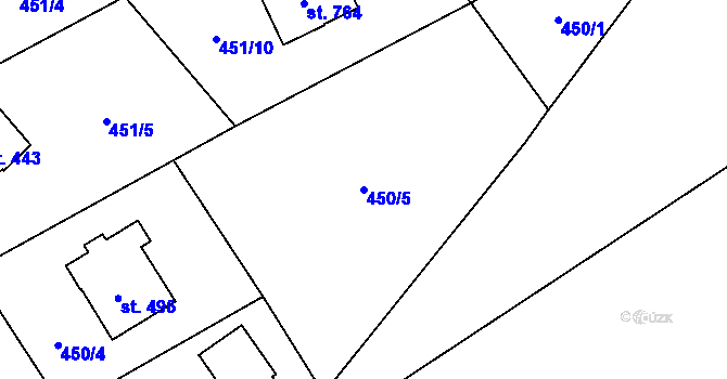 Parcela st. 450/5 v KÚ Lučina, Katastrální mapa