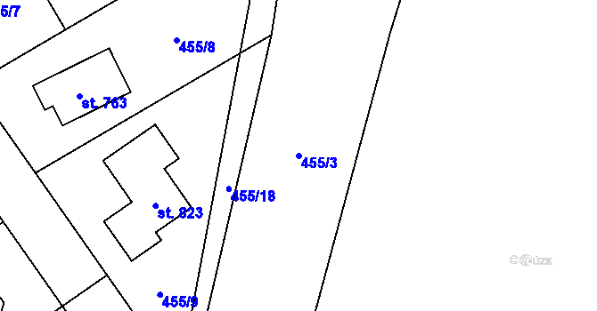 Parcela st. 455/3 v KÚ Lučina, Katastrální mapa