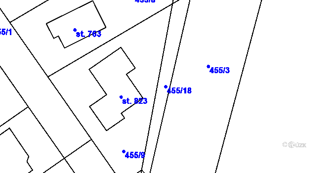 Parcela st. 455/18 v KÚ Lučina, Katastrální mapa