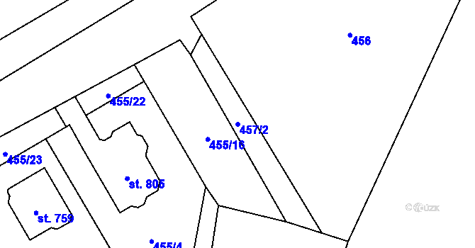 Parcela st. 457/2 v KÚ Lučina, Katastrální mapa