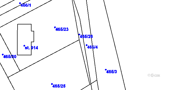 Parcela st. 465/4 v KÚ Lučina, Katastrální mapa