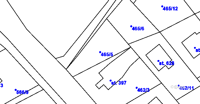 Parcela st. 465/5 v KÚ Lučina, Katastrální mapa