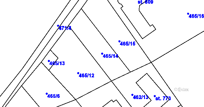 Parcela st. 465/14 v KÚ Lučina, Katastrální mapa