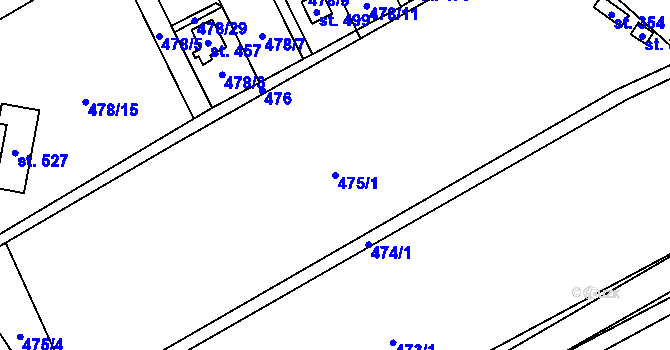 Parcela st. 475/1 v KÚ Lučina, Katastrální mapa