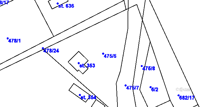 Parcela st. 475/5 v KÚ Lučina, Katastrální mapa
