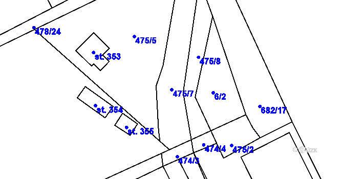 Parcela st. 475/7 v KÚ Lučina, Katastrální mapa