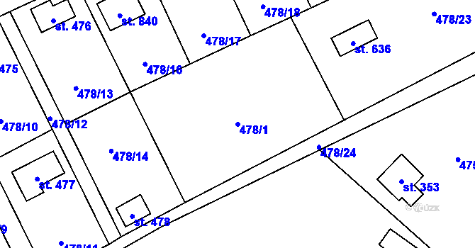 Parcela st. 478/1 v KÚ Lučina, Katastrální mapa