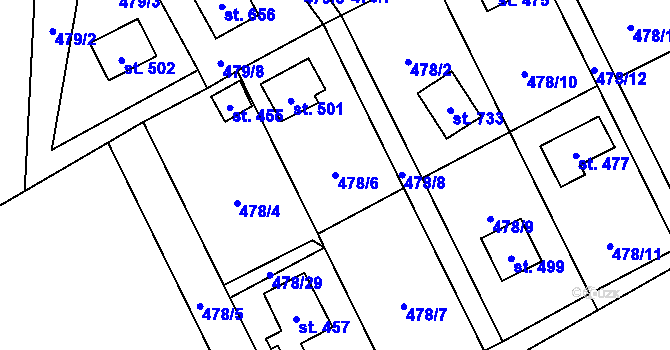 Parcela st. 478/6 v KÚ Lučina, Katastrální mapa