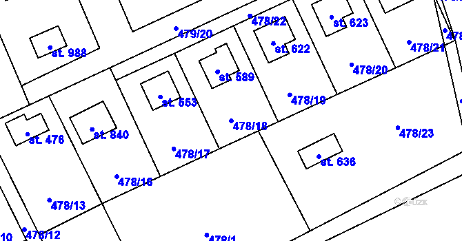 Parcela st. 478/18 v KÚ Lučina, Katastrální mapa