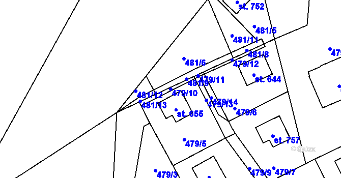 Parcela st. 479/10 v KÚ Lučina, Katastrální mapa