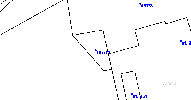 Parcela st. 497/11 v KÚ Lučina, Katastrální mapa