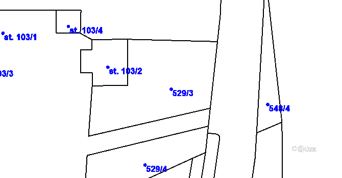 Parcela st. 529/3 v KÚ Lučina, Katastrální mapa