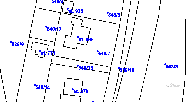 Parcela st. 548/7 v KÚ Lučina, Katastrální mapa