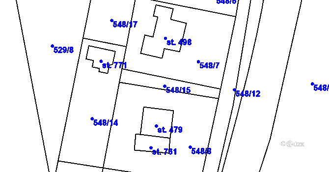 Parcela st. 548/15 v KÚ Lučina, Katastrální mapa