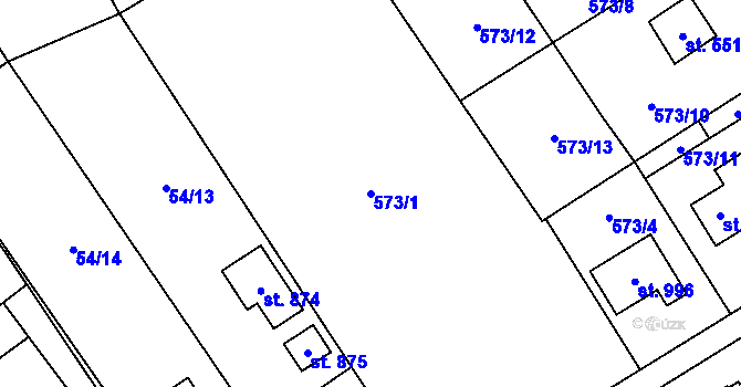 Parcela st. 573/1 v KÚ Lučina, Katastrální mapa