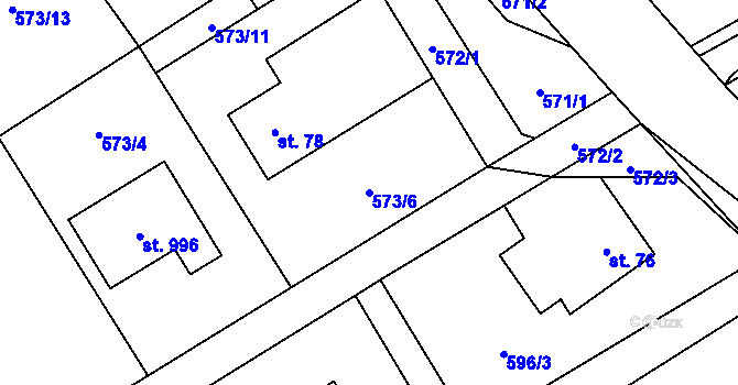 Parcela st. 573/6 v KÚ Lučina, Katastrální mapa