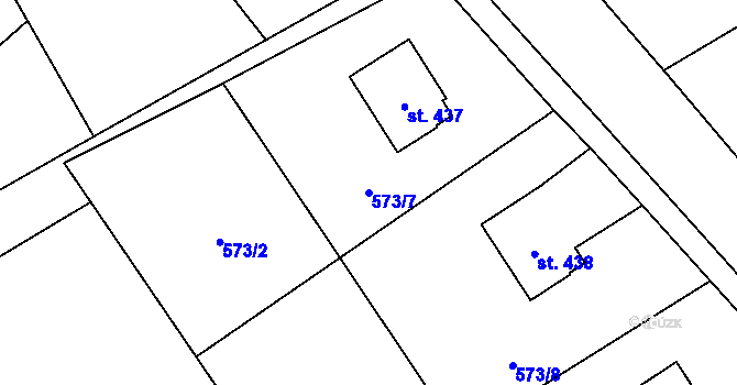Parcela st. 573/7 v KÚ Lučina, Katastrální mapa