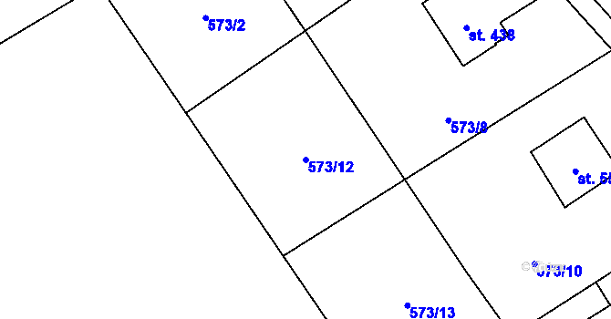 Parcela st. 573/12 v KÚ Lučina, Katastrální mapa