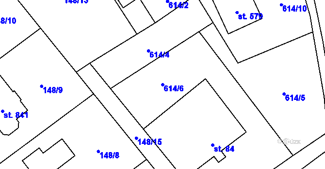Parcela st. 614/6 v KÚ Lučina, Katastrální mapa