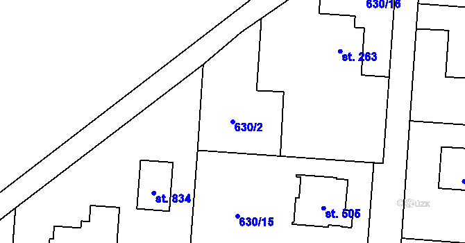 Parcela st. 630/2 v KÚ Lučina, Katastrální mapa
