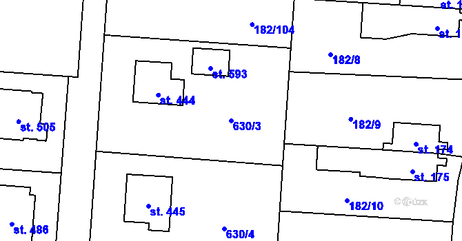 Parcela st. 630/3 v KÚ Lučina, Katastrální mapa