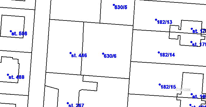 Parcela st. 630/6 v KÚ Lučina, Katastrální mapa