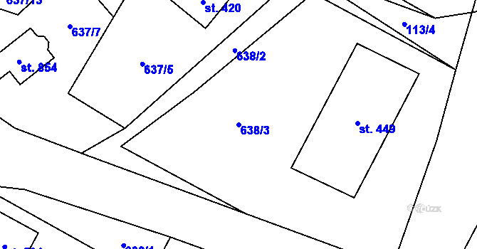 Parcela st. 638/3 v KÚ Lučina, Katastrální mapa