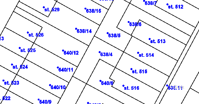 Parcela st. 638/4 v KÚ Lučina, Katastrální mapa