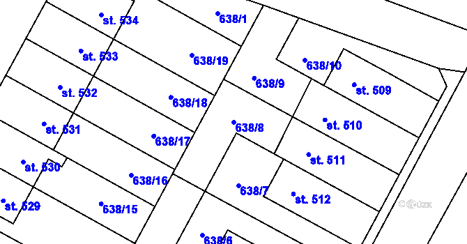 Parcela st. 638/8 v KÚ Lučina, Katastrální mapa