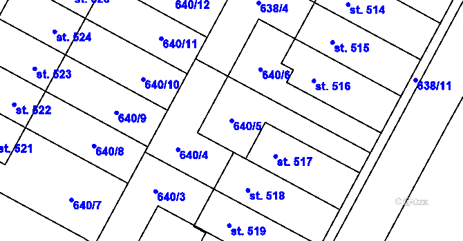 Parcela st. 640/5 v KÚ Lučina, Katastrální mapa