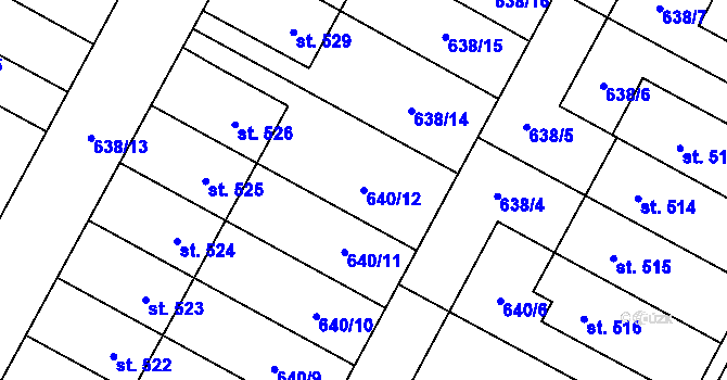 Parcela st. 640/12 v KÚ Lučina, Katastrální mapa