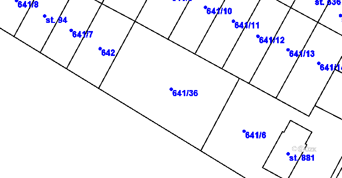 Parcela st. 641/36 v KÚ Lučina, Katastrální mapa