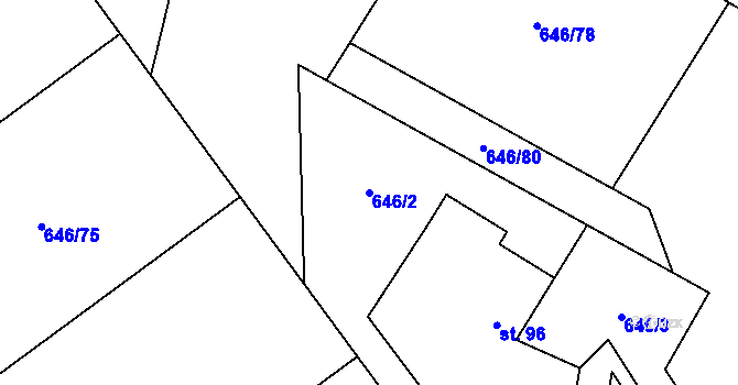 Parcela st. 646/2 v KÚ Lučina, Katastrální mapa