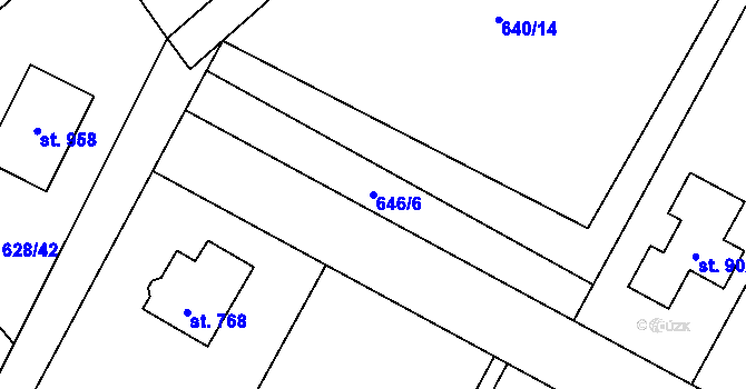 Parcela st. 646/6 v KÚ Lučina, Katastrální mapa