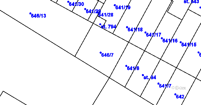 Parcela st. 646/7 v KÚ Lučina, Katastrální mapa