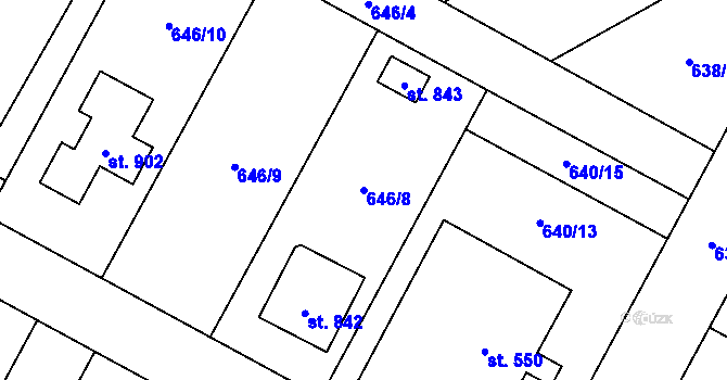 Parcela st. 646/8 v KÚ Lučina, Katastrální mapa