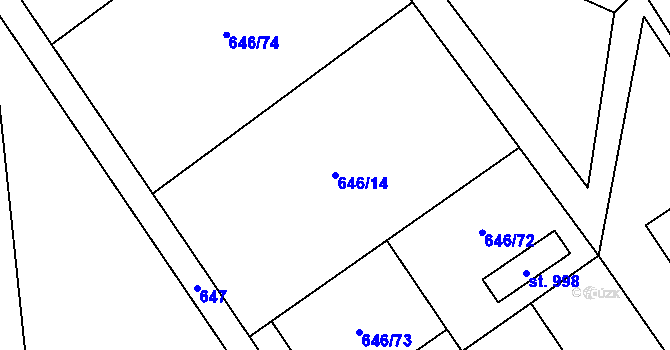 Parcela st. 646/14 v KÚ Lučina, Katastrální mapa