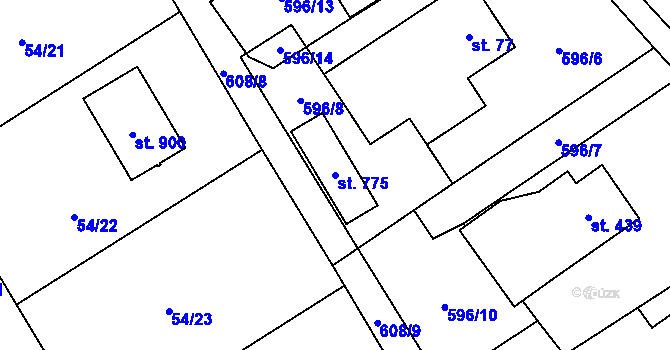 Parcela st. 775 v KÚ Lučina, Katastrální mapa