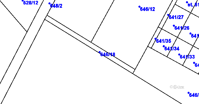 Parcela st. 646/18 v KÚ Lučina, Katastrální mapa