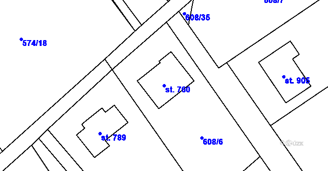 Parcela st. 760 v KÚ Lučina, Katastrální mapa