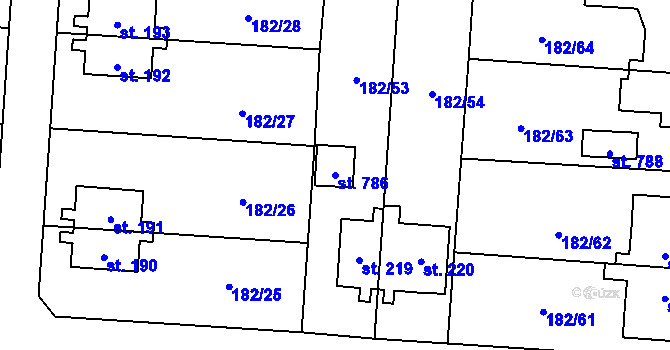 Parcela st. 786 v KÚ Lučina, Katastrální mapa