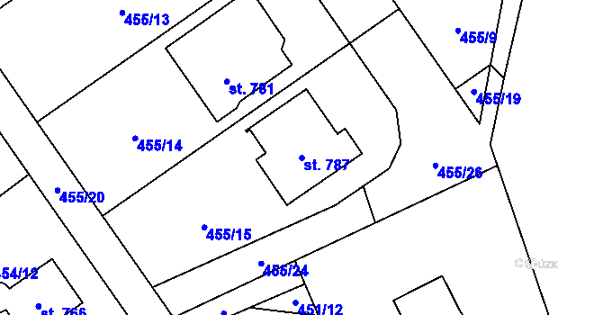 Parcela st. 787 v KÚ Lučina, Katastrální mapa