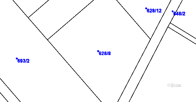 Parcela st. 628/8 v KÚ Lučina, Katastrální mapa