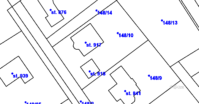 Parcela st. 148/10 v KÚ Lučina, Katastrální mapa