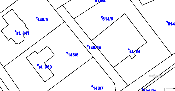 Parcela st. 148/15 v KÚ Lučina, Katastrální mapa