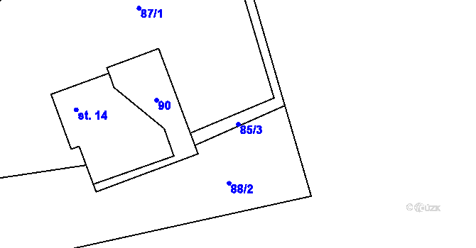 Parcela st. 85/3 v KÚ Lučina, Katastrální mapa